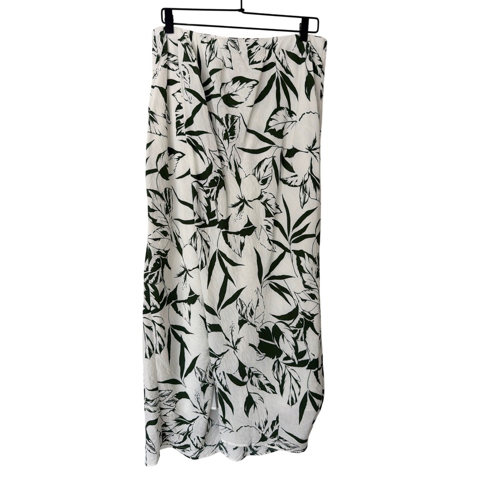 Abercrombie & Fitch Cream Green Floral Maxi Skirt‎ High Slit Lined Large NWT
